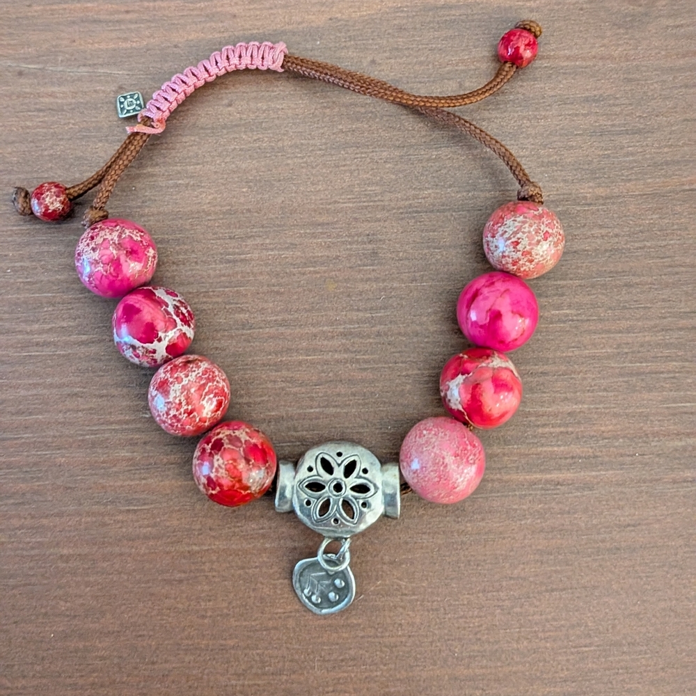 Pink and Silver Beaded Bracelet